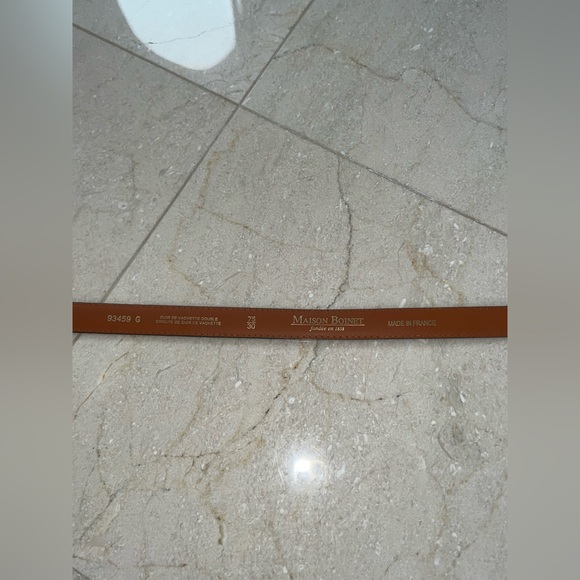 Maison Boinet Skinny Nubuck Leather Belt in Deep Turquoise w Gold Buckle 75 - Picture 14 of 16